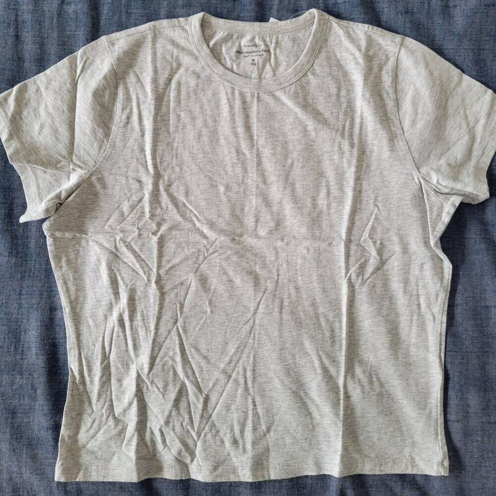 Abercrombie & Fitch Essentials Skimming Tee – Light Gray, Size M (NWT)